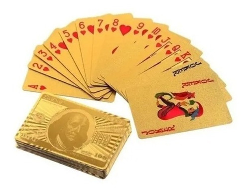 Baralho Dourado Ouro 24k Folheado / Prata Dolar Truco Cartas Cor Dourado