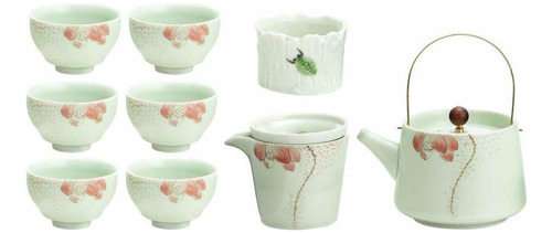 Juego De Té   De Porcelana China/japon Verde Menta 100% Jdt