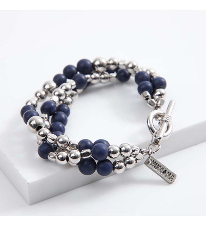 Pulsera Blanda Sky Plateado De Metal  Y Mostacillas Humana