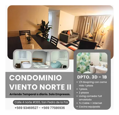 Departamento en arriendo temporal