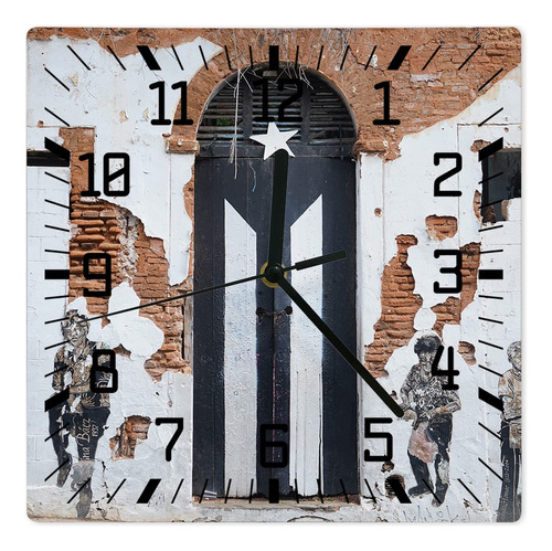 Reloj De Pared Cuadro De Bandera De Puerto Rico Silencioso S