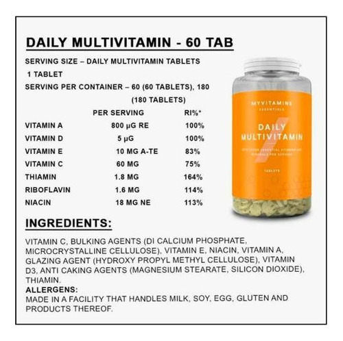 Daily Multivitamin 60 Tabletas Multivitaminico Myprotein Sab