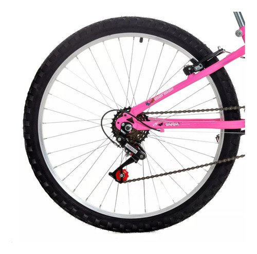 Bicicleta Mormaii Safira Aro 24 Rosa 18 Marchas Com Cesta