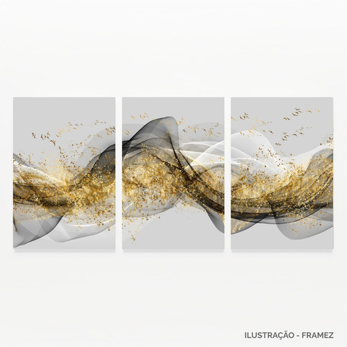 Imagem 2 de 9 de Kit 3 Quadros Decorativos Abstrato Moderno Texture Luxo
