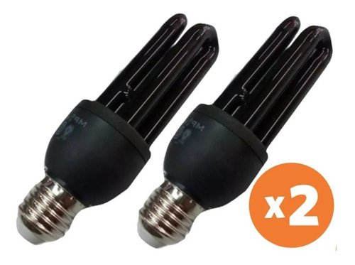 Kit X 2 Focos Led Luz Negra Uv 20w Bajo Consumo Fiesta Bares