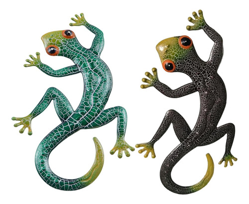 2x Vivid Gecko Escultura De Pared Valla Exterior Dormitorio