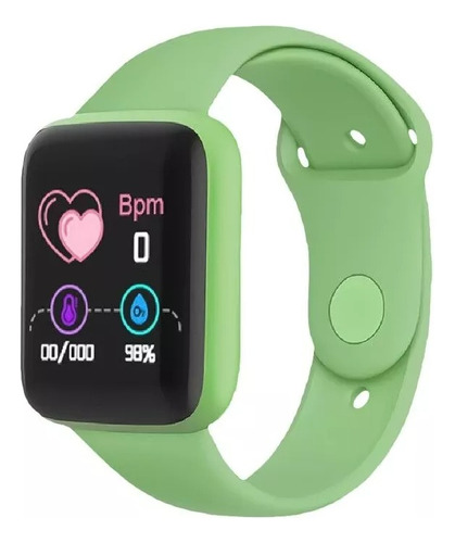 Reloj Inteligente Smartwatch Macaron Color De La Caja Rosa Chicle Color De La Malla Verde