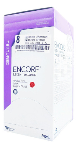 Guante Textured Encore De Latex Sin Polvo Quirurgico Color Blanco Talla 8