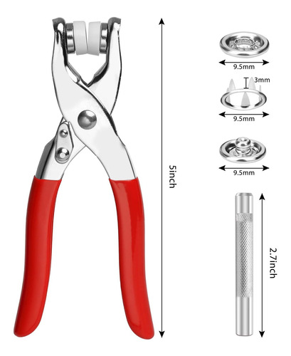 Juego Boton Presion In Metal Pinza Sujecion Kit Prensa