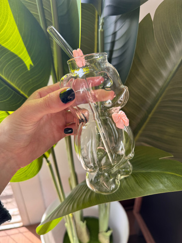 Vaso De Vidrio Osito Con Sorbete 320 Ml Transparente