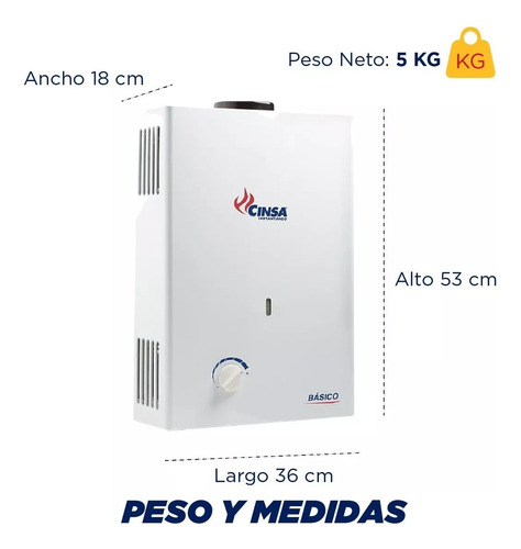 Boiler Instantaneo Cinsa Cin-06 Basico 6l/m Nat
