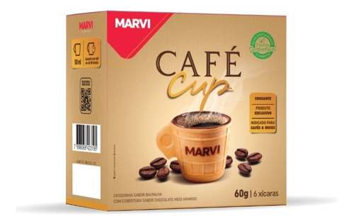 Casquinha Cobertura Chocolate Marvi Café Cup Caixa 60g 6 Unidades