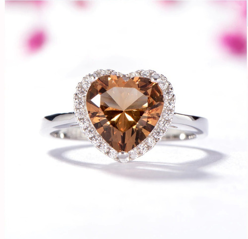 Imagen 3 de 5 de Anillo Mujer Compromiso Corazón Zultanita En Plata 925