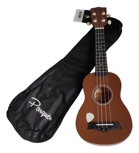 Ukelele Soprano Parquer De Madera Color Marron Con Funda