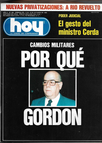 Revista Hoy N° 482 / 13 A 19 Octubre 1986 / Por Qué Gordon