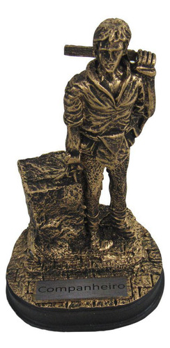 Estátua Companheiro Maçonaria Cor Dourado Envelhecido