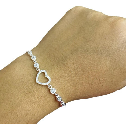 Pulsera Plata 925 Amor Corazón Zircones Mujer Regalo  