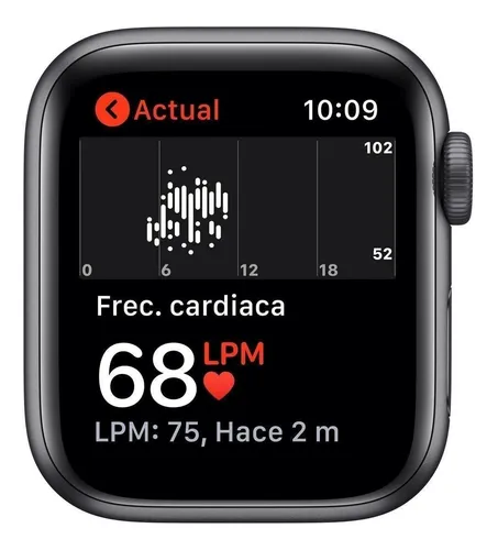 Apple Watch SE (GPS, 1.575") - Caja de aluminio color gris espacial - Correa deportiva Negra