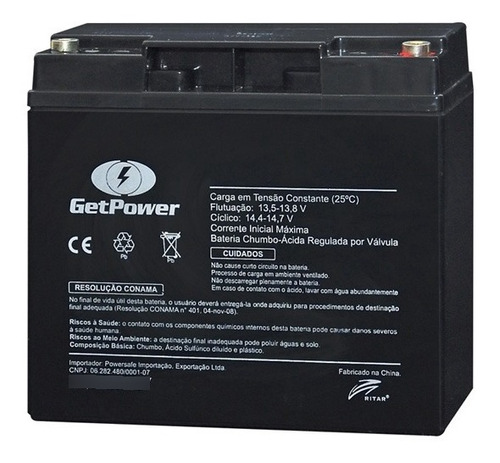 Bateria 12v 18ah Get Power No Break Apc Sms Gp1218 Nova