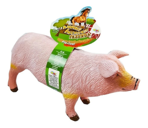 Porco Borracha 25 Cm - Animais  Fazenda - Brinquedo Infantil