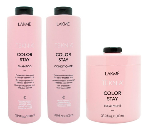 Lakme Color Stay Kit Shampoo Acondicionador Máscara X 1000ml