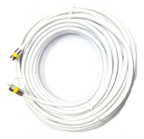 Cabo Antena Branco 2 Mts Coaxial Rg6 Tv Pronto C/ Conector