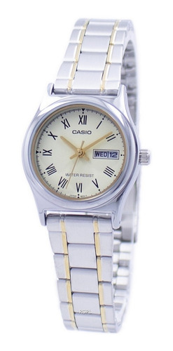 Reloj Casio Ltp-v006sg-9b Para Dama Bicolor Fondo Champaña