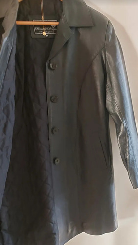 Campera Larga Muy Abrigada, Cuero Vacuno. Talle M Amplio.