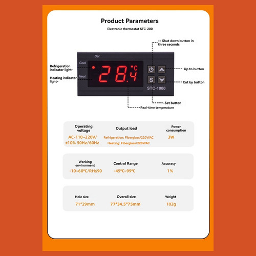Termostato Digital Led I7stc 1000 Para Temperatura De Incuba