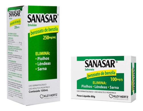  Kit Sanasar Emulsão 100ml + Sabonete 80g - Piolhos, Lêndeas