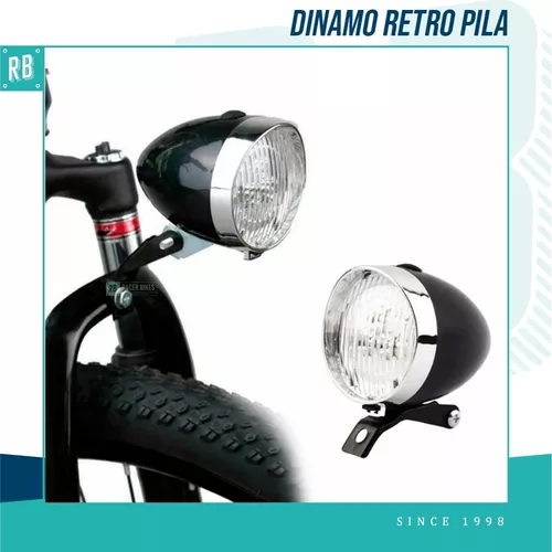 Luz Delantera Bicicleta Tipo Dinamo Retro Pila Croma Racer