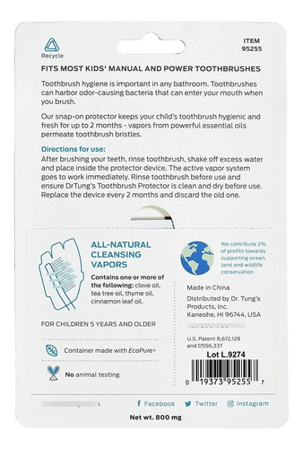 Dr. Tungs Kidds - Protector De Cepillo De Dientes De 2 Unida