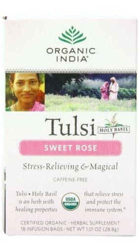 Té De Hierbas Orgánico De Organic India Tulsi, Rosa Dulce,