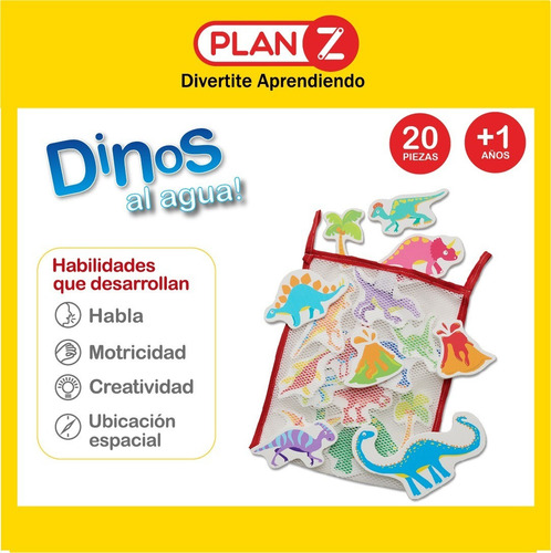 Imagen 2 de 10 de Dinosaurio Agua Juguetes Didacticos Goma Eva Bolsa Red Niños