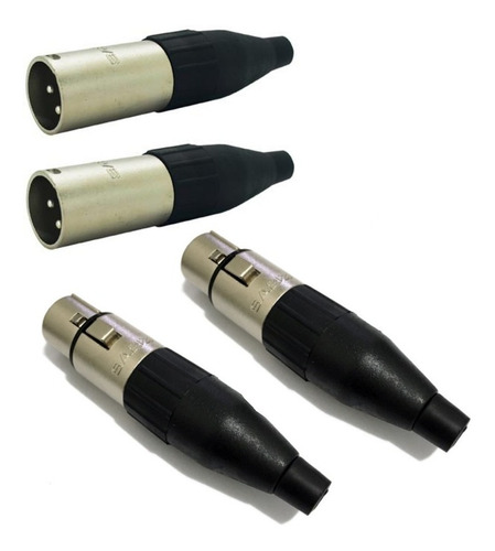 Conector Plug Xlr Macho Fêmea Santo Angelo Sa2x Kit 2 Pares