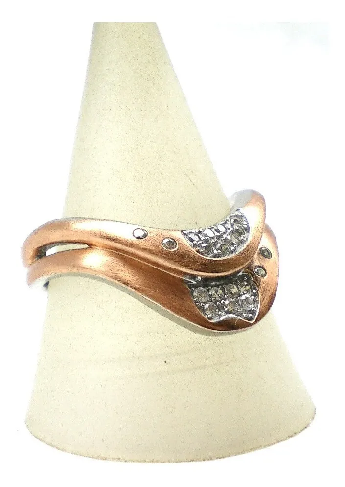 Anillo De Plata 925-oro Y Zafiros Blancos