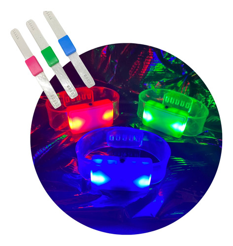 Pulsera Happy Con Led X 5 Luminosas Colores Cotillon Led