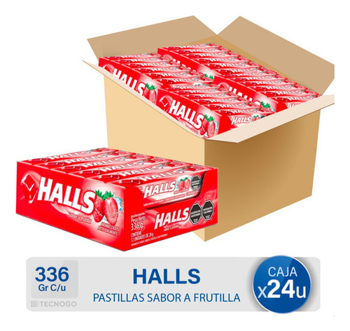 Caja Pastillas Halls Frutilla Caramelos Duros Display Bulto