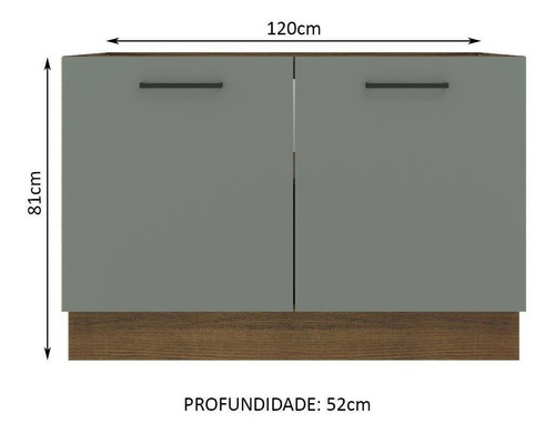 Balcão De Pia Madesa Agata 2 Portas - Rustic/cinza
