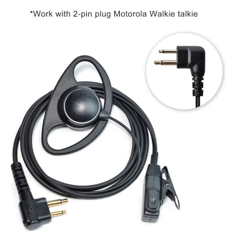 Auricular De Walkie Talkie D10m D-shape De Dos Vías Con Micr