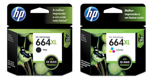 Kit 2 Cartuchos Hp 664xl (preto + Color) 2136 2676