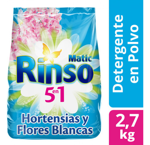 Rinso Detergente Polvo Hortensias Y Flores Blancas 2,7kg