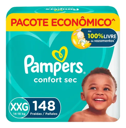 Fralda Pampers Confort Sec Xxg 148 Descartavel Infantil