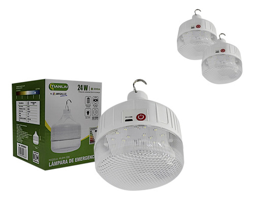 Foco Led Portatil 24w 200lm Emergencia Recargable 2 Piezas