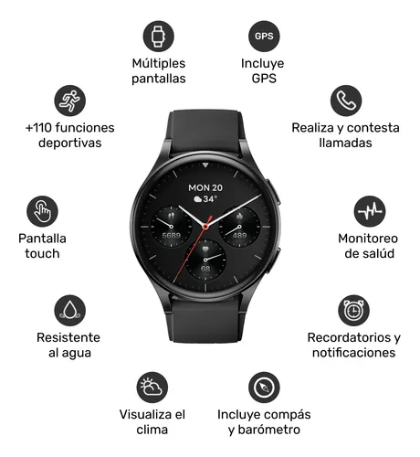 Pack Smartwatch Lhotse Vibe 05 Black + Parlante Azul Azul Azul