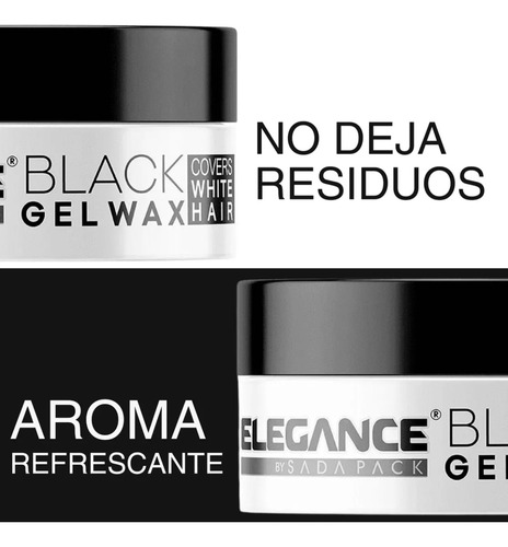 Elegance Cera Cubre Canas Cabello Wax Color Negro Tarro 140g