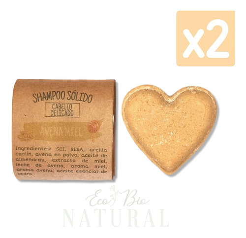 X2 Shampoo Sólido Avena Y Miel 50g Barra Forma Corazón