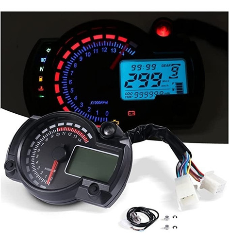 Hx Motocicleta Digital Lcd Odómetro Velocímetro 7 Colores
