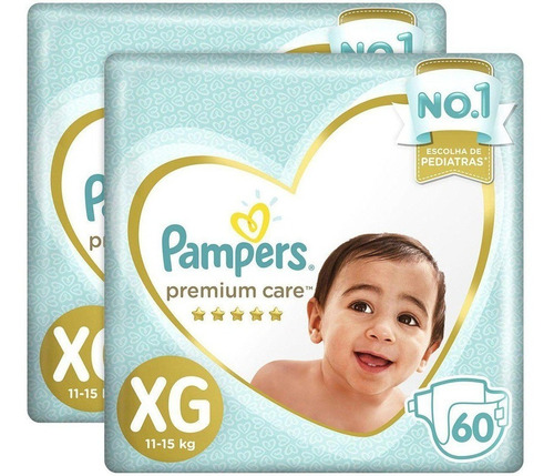 Kit 2 Pacotes Fralda Infantil Premium Care Pampers