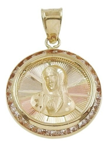 Medalla Virgen De G Oro Amarillo Blanco Rosa 10k Zirconias 